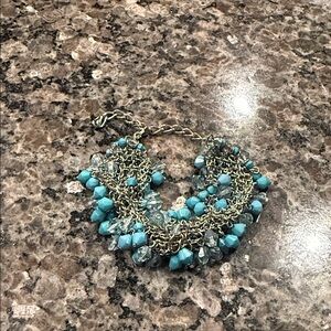 Turquoise Beaded Chain Bracelet - Women Jewelry